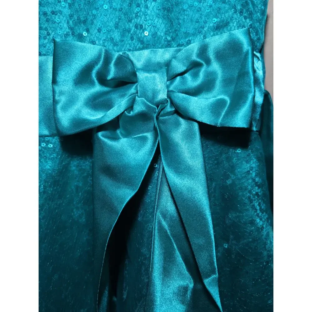 Jona Michelle Girls Formal Fancy Dress Green 8 Mesh Sequins Party Satin Lined